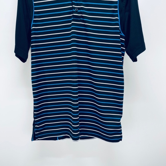 Greg Norman Shirt Size M Men’s Short Sleeve Polo Blue Striped Shark Golf - Picture 4 of 9